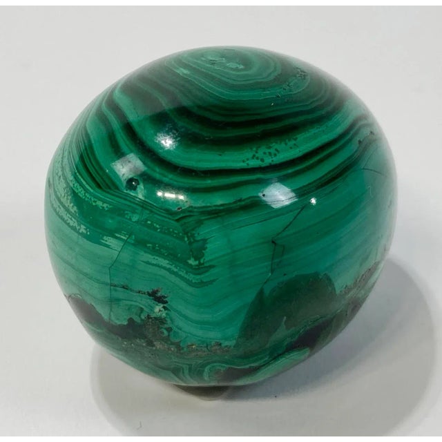 Vintage Genuine Malachite Egg Paper Weight For Sale - Image 4 of 6