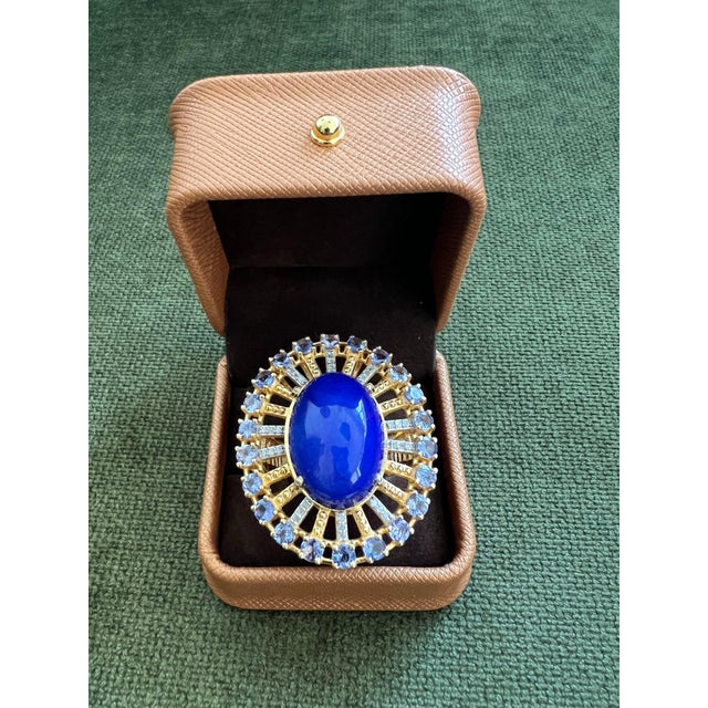 Bochic "Orient" Vintage Diamond, Blue Opal & Tanzanite Ring Set 18K Gold & Silver For Sale - Image 11 of 18