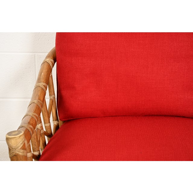 McGuire Mid-Century Hollywood Regency Bamboo Rattan Lounge Chair For Sale In South Bend - Image 6 of 15