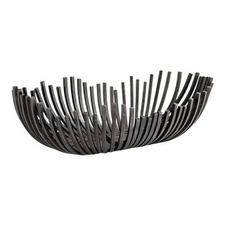 Regina Andrew Webbed Bowl Oblong in Blackened Iron For Sale