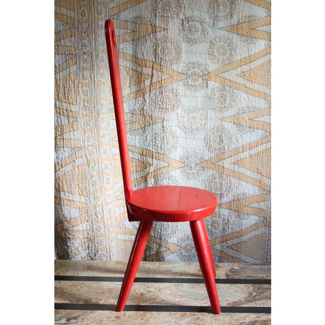 Handmade Red "Keyhole Chair" in the Style of William Fetner For Sale - Image 6 of 9