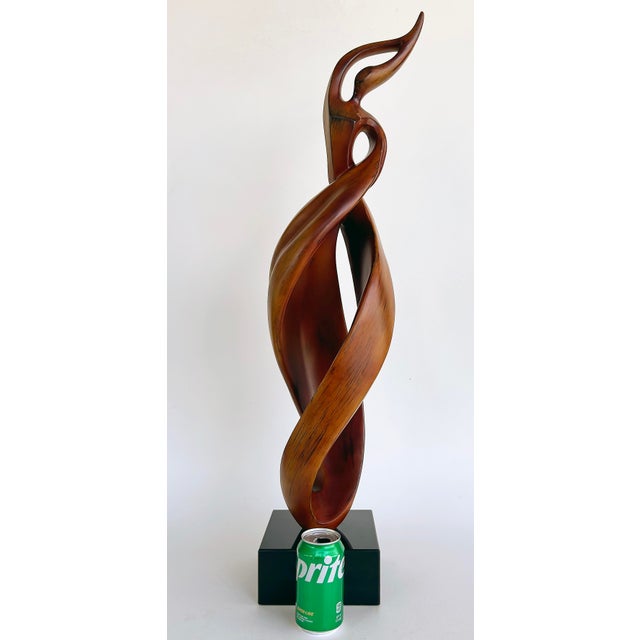 Organic Modern Carved Abstract "Spiral" Wood Sculpture on Acrylic Cube Base Offered for sale is a modern carved wooden...