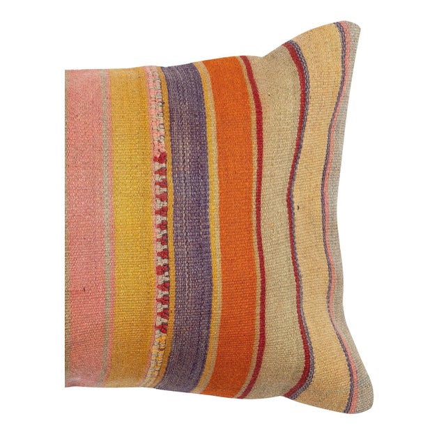 Traditional 16"x24" Hand-Woven Kilim Cushion Cover. Vintage Pillowcase. Accent Pillow For Sale - Image 3 of 4