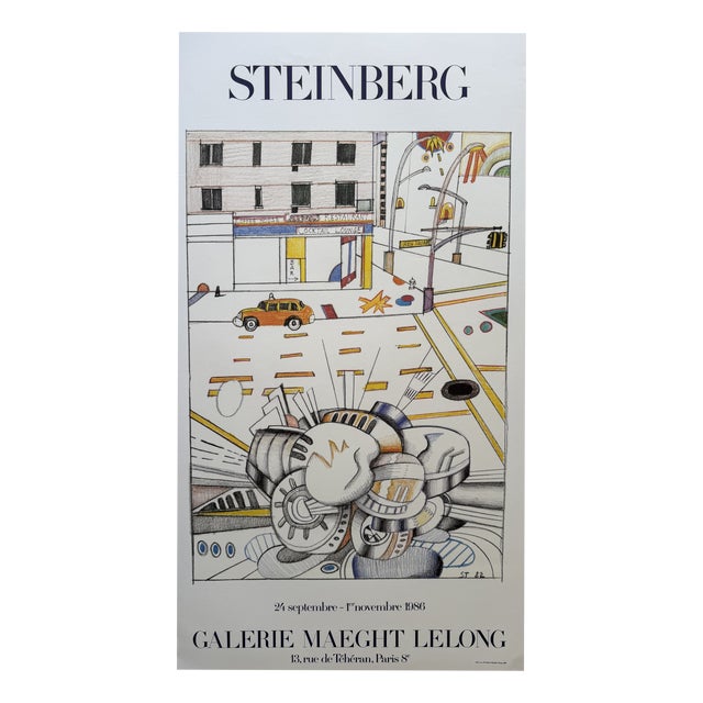 Cocktail Lounge Exhibition Poster from Saul Steinberg, France, 1986 For Sale