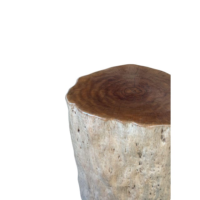 Natural Lychee Wood Side Table — Sculptural Solid Form, Hand-Crafted For Sale - Image 6 of 6