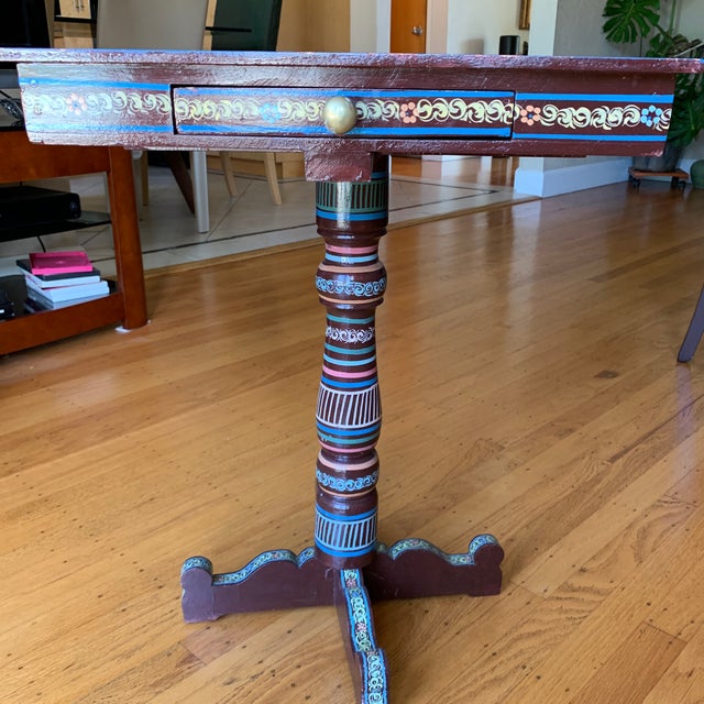Asian Asian Style Hand-Painted Accent Table For Sale - Image 3 of 5