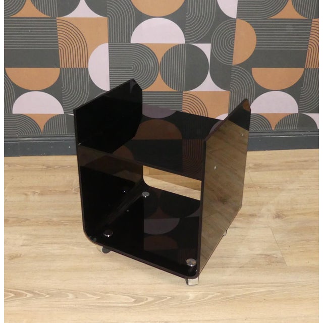 Black Bedside Tables in Black Acrylic Glass, 1970s, Set of 2 For Sale - Image 8 of 18