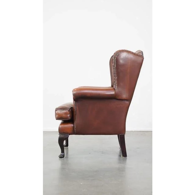 Leather Chesterfield Wingchair For Sale - Image 5 of 12
