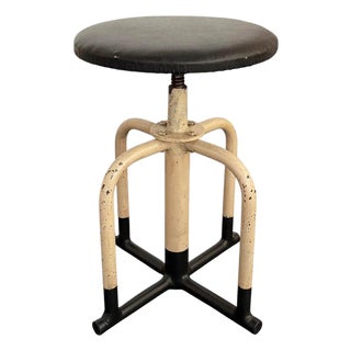 Early 2oth Century Industrial Painted Steel Adjustable Apothecary Swivel Stool For Sale
