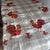 Vintage Rooster French Provincial Cream & Taupe Check Linen Tablecloth For Sale - Image 4 of 10