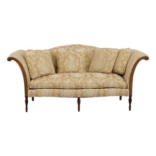 Southwood Gold Damask Camelback Sofa For Sale