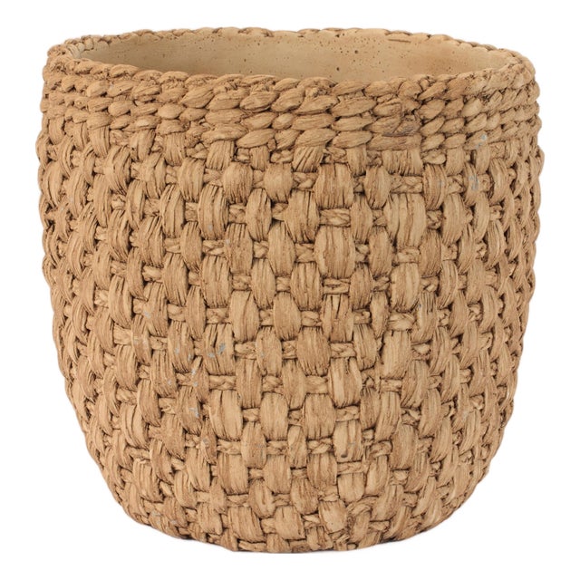 Woven Texture Cement Planter 10.5"D For Sale