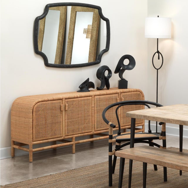 Wood Santa Monica Four Door Sideboard, Mahogany/Rattan For Sale - Image 7 of 10