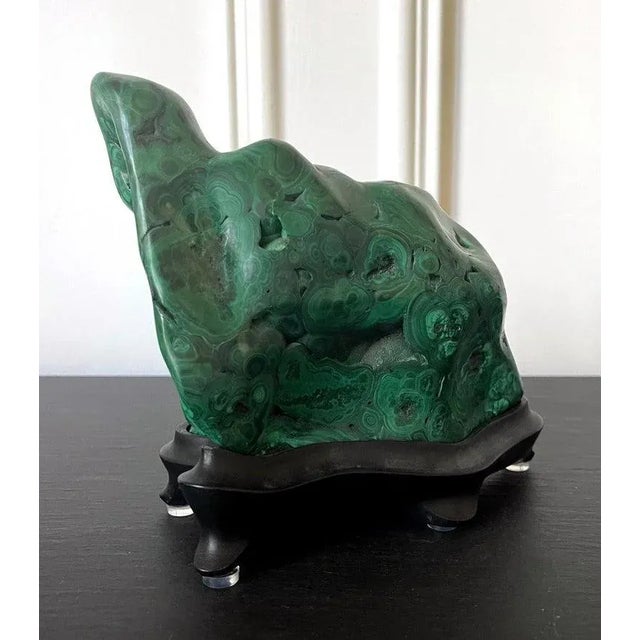 Early 20th Century Malachite Rock on Display Stand as a Viewing Stone For Sale - Image 4 of 12