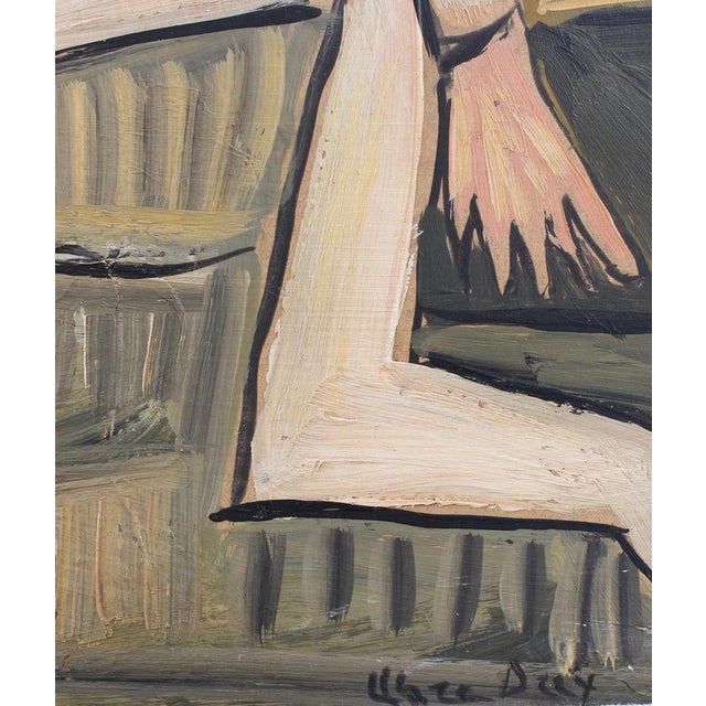 Berlin School Artist after Picasso, Kneeling Nude and Mysterious Figure, 1960s-70s, Oil on Board, Framed For Sale - Image 15 of 18