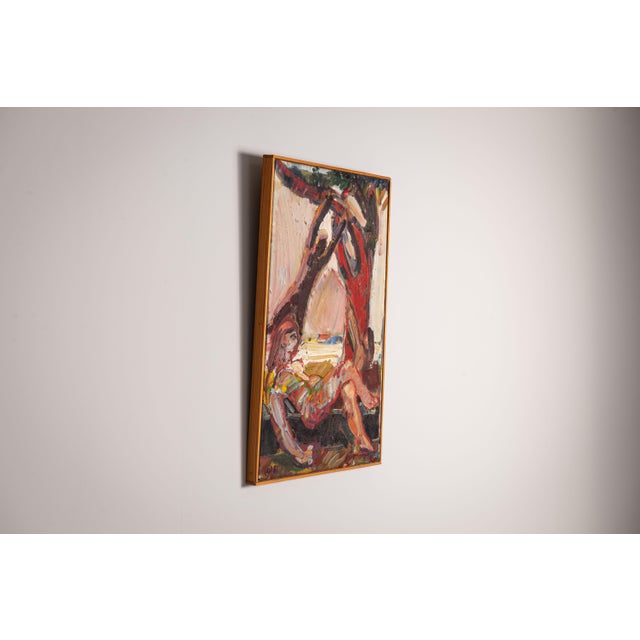 This expressive abstract painting bursts with dynamic movement and emotional intensity, portraying a vivid, almost primal...