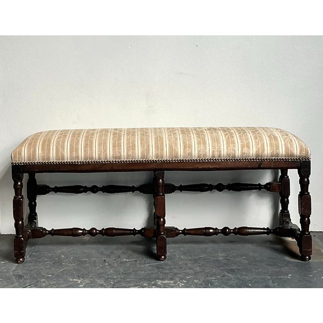 Vintage Spanish Turned Wood Bench For Sale - Image 10 of 12