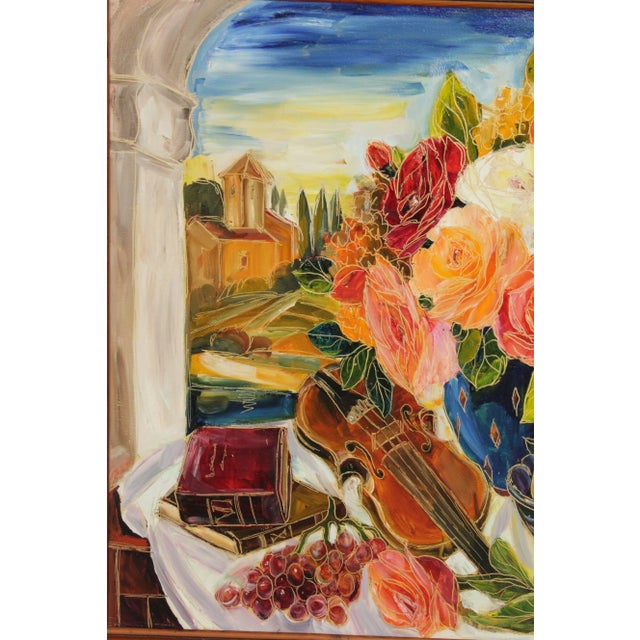 Maya Eventov Large Framed Still Life Original Oil Painting For Sale - Image 10 of 13
