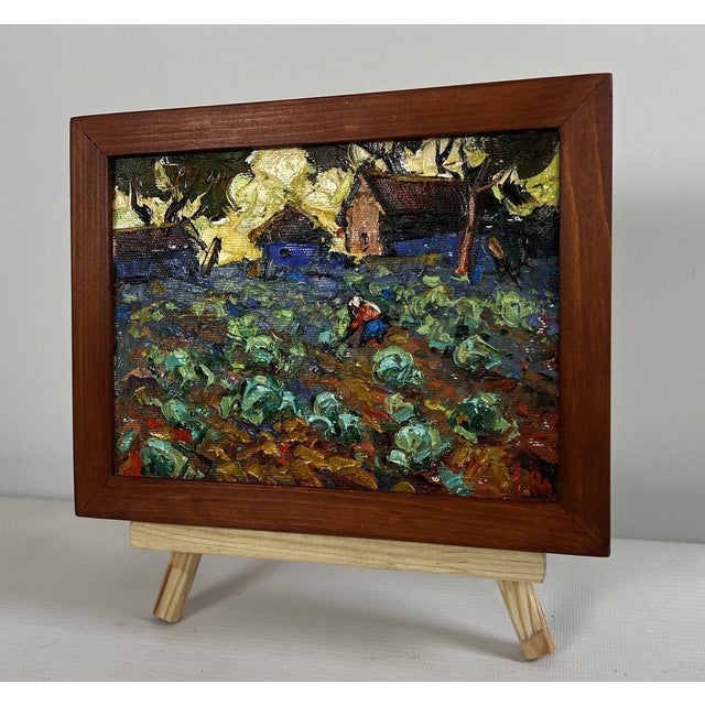 Impressionist Oil Painting Cabbage Is Being Planted in the Garden Oleksiy Ivanyuk For Sale - Image 3 of 8
