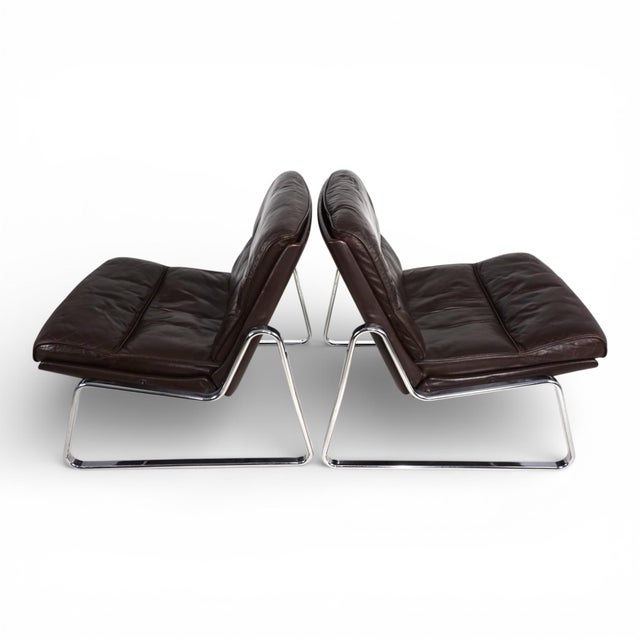Lounge Chairs in Brown Leather by Gerd Lange for Drabert, 1970s, Set of 2 For Sale - Image 16 of 18