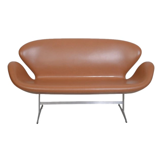 Swan Sofa in Cognac Leather by Arne Jacobsen, 2000s For Sale