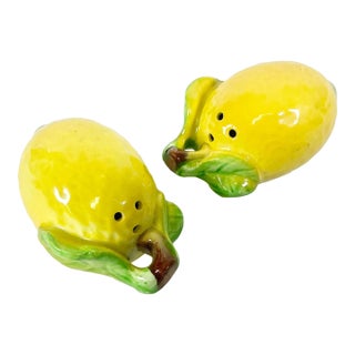 1970s Vintage Italian Mediterranean Hollywood Regency Lemon Salt & Pepper Shakers - A Pair For Sale
