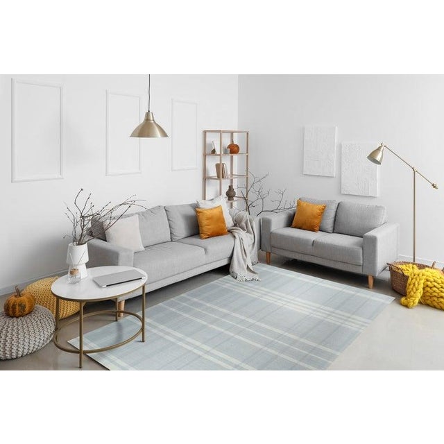 2020s 6x9 Ivory Hand-Knotted Wool Subtle Plaid Weave Geometric Modern Carpet Rug For Sale - Image 5 of 9