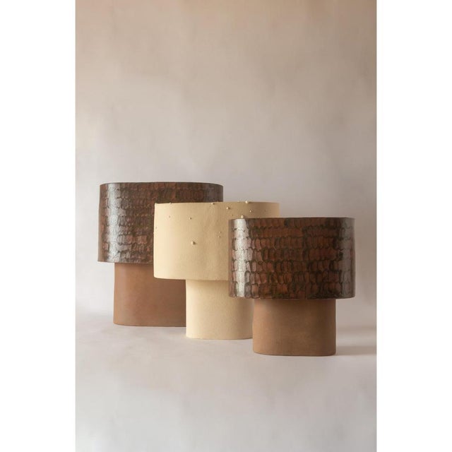 Small Brown Table Lamp in Stoneware with Hand-Painted Glaze by Lucas Huillet For Sale - Image 13 of 14