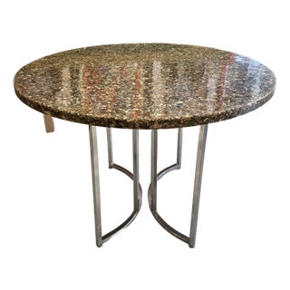 Vintage Abalone Shell Resin and Chrome Circular Dining Table For Sale
