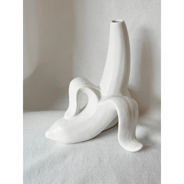2000 - 2009 Vintage Y2k Ceramic White Pop Art Banana Bud Vase For Sale - Image 5 of 7