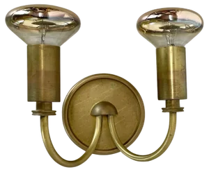 Small Two-Lights Brass Floral Theatre Wall Light, 1950s
