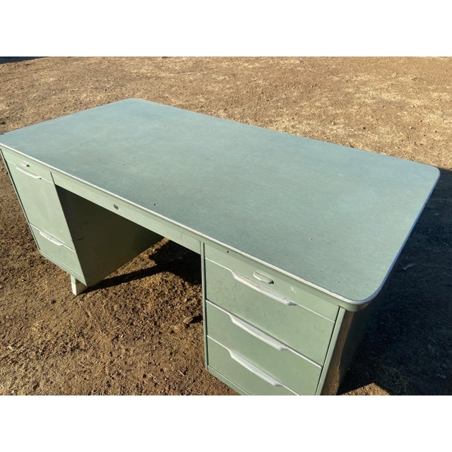 1960s 1960s Vintage Mid Century Modern Metal Tanker Desk by General Fireproofing For Sale - Image 5 of 12
