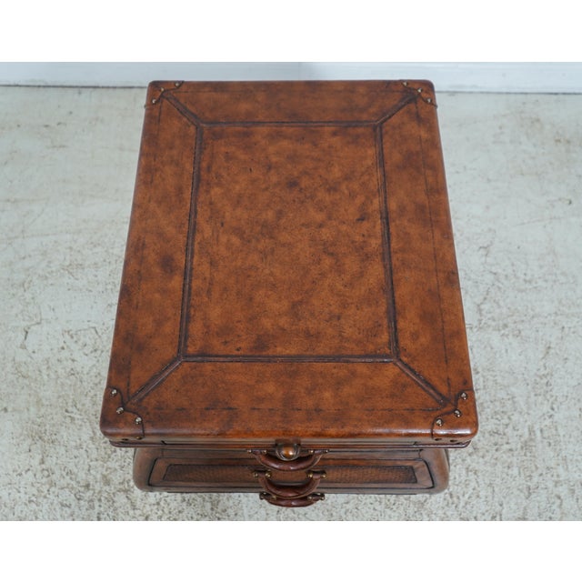 Tommy Bahama Style Leather & Rattan End Table Chairish