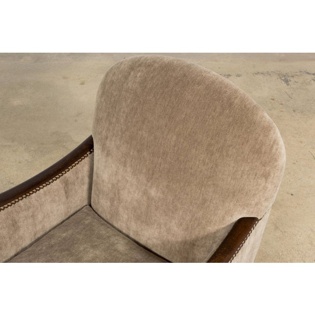 1930s French Art Deco Club Chairs With Ottoman, Beech & Mohair For Sale - Image 11 of 18