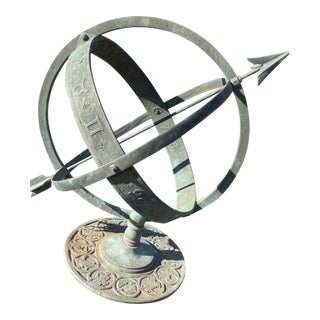 Vintage Verdigris Bronze Sundial For Sale