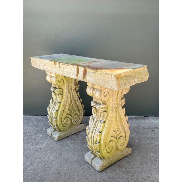Vintage Ornate Cement Console Table For Sale In West Palm - Image 6 of 16