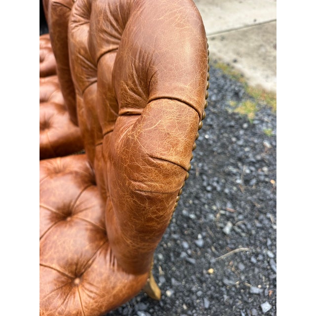 Edward Ferrell Tufted Brown Leather Dining Chairs -Set of 4 For Sale - Image 11 of 15