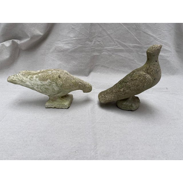Farmhouse Antique Cast Stone Bird Statues a Pair For Sale - Image 3 of 8