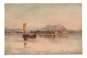 1905 Original Italian Print - Italian Travel Colour Plate - Isola Pescatori, Lago Maggiore