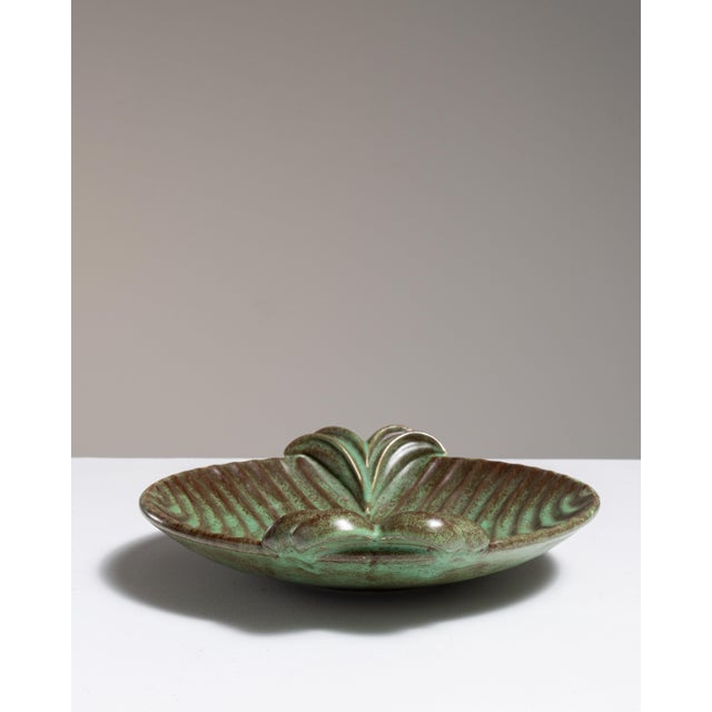 1970s 1970s Germany Forest Green Ceramic Serving Bowl For Sale - Image 5 of 15