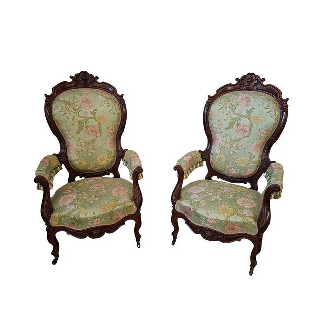 Rococo Revival Balloon Back Armchairs, 1850, Set of 2 For Sale - Image 9 of 12
