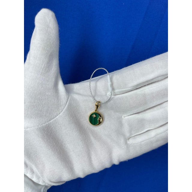 Early 21st Century Diamond Moon Star Celestial Heaven Zodiac Crescent Sky 18 Karat Yellow Gold Green For Sale - Image 5 of 10