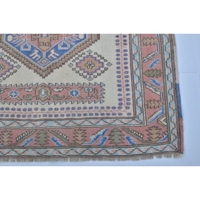 1960s Oushak Natural Bohemian Decor Handmade Area Rug For Sale - Image 10 of 11