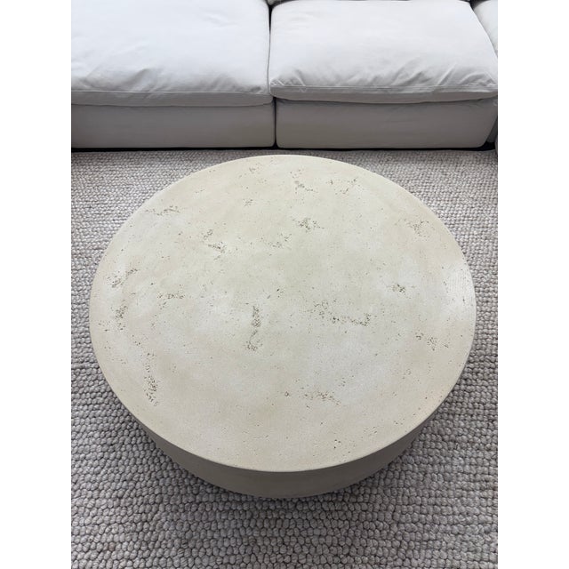 RH Restoration Hardware Ixtapa Round Coffee Table – 48” Limestone Finish (Indoor / Outdoor) Open Box | Sculptural Stone...