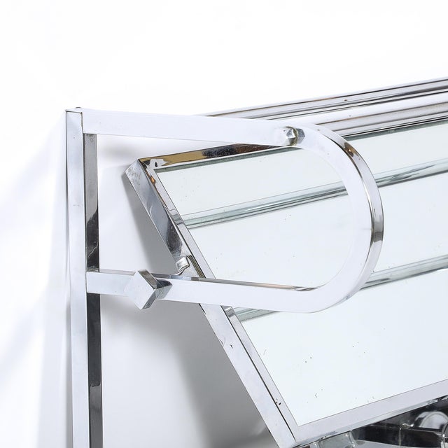 Chrome Art Deco Streamlined Machine Age Wall Mounted Chrome Hat/Coat Rack W/ Mirror For Sale - Image 8 of 9