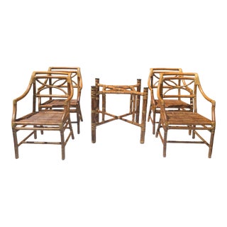 McGuire Rattan Table & 4 Chairs For Sale