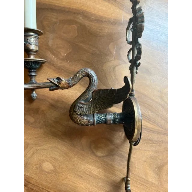 French Pair of Early 20th Century Empire Sconces For Sale - Image 3 of 9