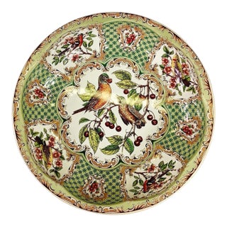 1971 Daher Tin Plate of Birds and Berries For Sale