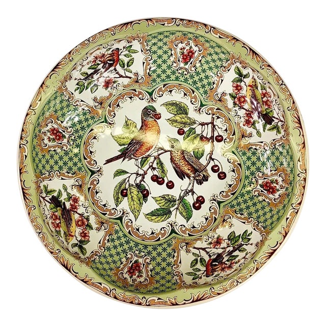 1971 Daher Tin Plate of Birds and Berries For Sale