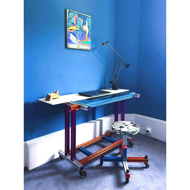 Blue Techno Stool by Stromboli Design For Sale - Image 8 of 9